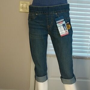 Levi's Denizen Blue Denim Pull On Crop Mid Rise Stretch Shaping Jeans Size 8